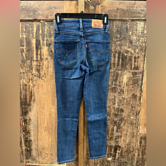 LEVIS 721 HIGH RISE SKINNY WOMENS DENIM BLUE JEANS HEMMED 24 - Picture 4 of 15